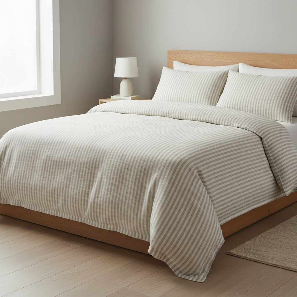 Fine linen bedding  Luxury linen bedding collections for oversized mattresses Premium linen duvet covers with customizable options King-sized linen duvet cover sets for interior design enthusiasts Oversized linen duvet covers with hypoallergenic properties Designer linen bedding sets for spacious rooms Custom-sized linen duvet cover sets for oversized beds High-quality linen bedding options for king-sized mattresses Linen duvet cover sets tailored for oversized comfortsets #color_thick-natural-stripe