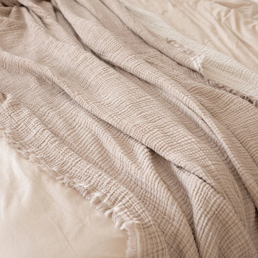 muslin cotton blanket, oversized bed blanket, 100% turkish cotton luxury bedding, lightweight bedspread, best bedding, big bedding, european made bedding imported bedding #color_buff