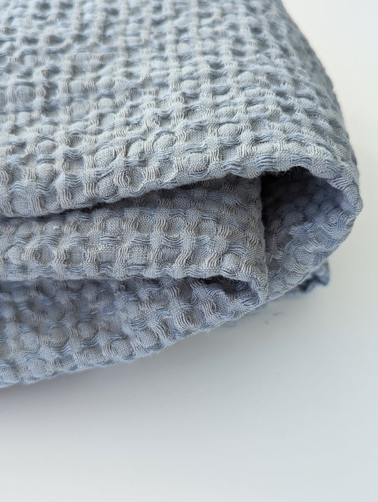 Luxurious waffle throw blankets for bed make of linen #color_aquamarine