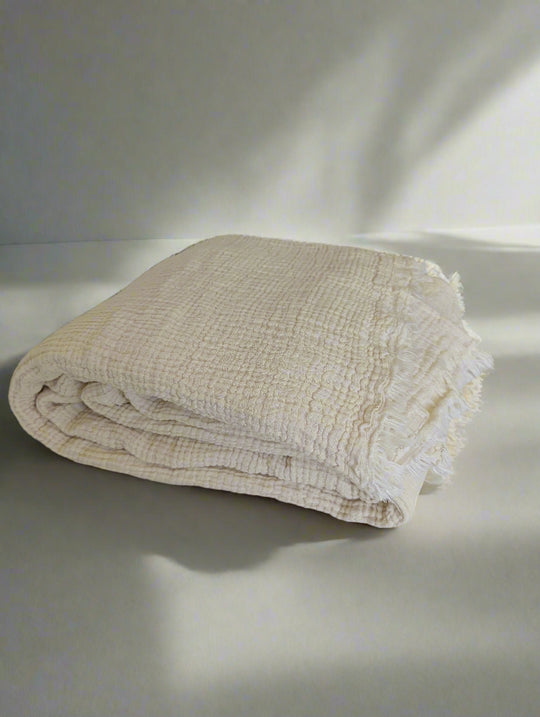 Muslin king oversized blanket soft muslin made in europe oversized bedding interior designer bedding soft king twin queen #color_cream