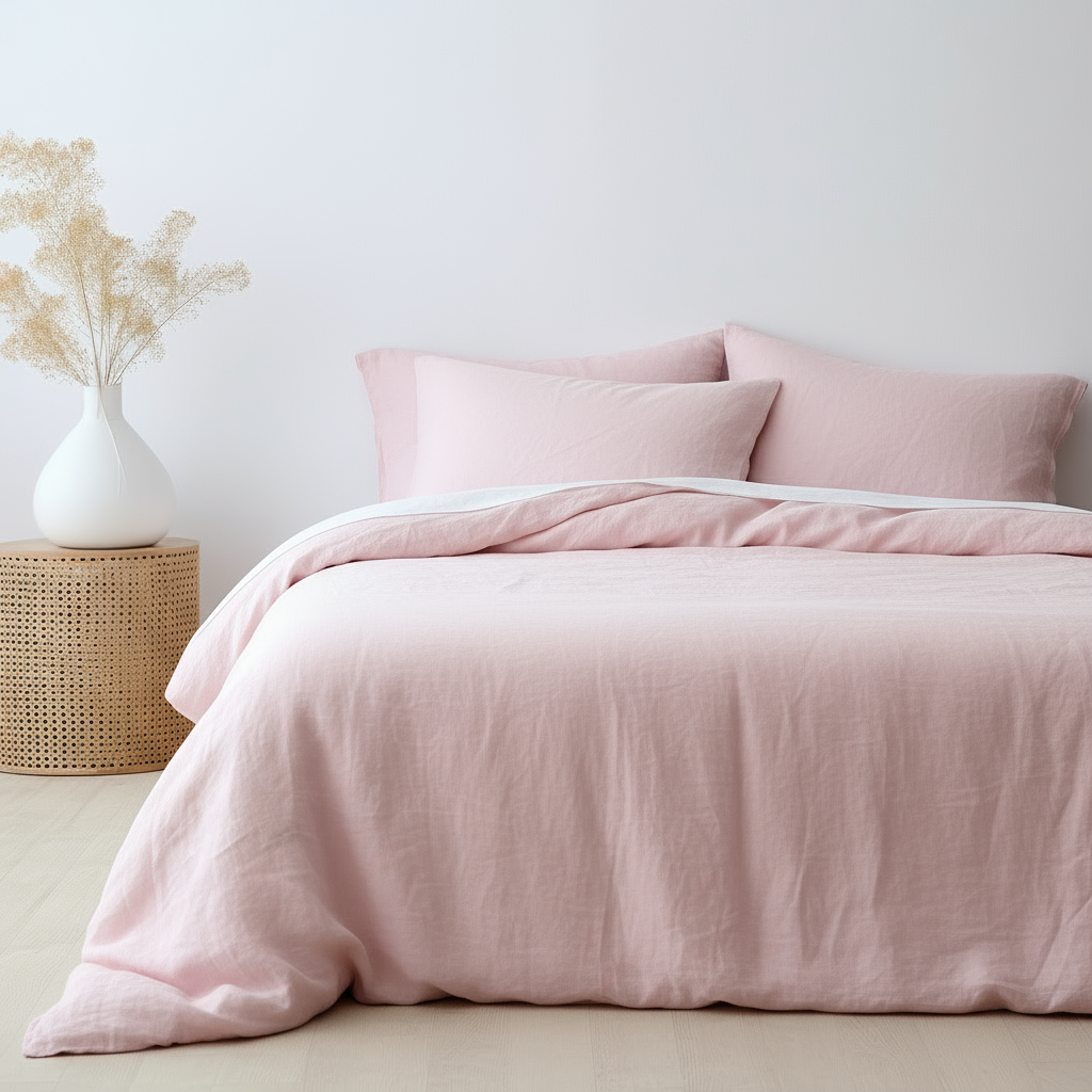 Fine linen bedding duvet set in king sizeDesigner linen duvet cover sets for interior decorators Luxury linen bedding collections for oversized mattresses Premium linen duvet covers with customizable options King-sized linen duvet cover sets for interior design enthusiasts Oversized linen duvet covers with hypoallergenic properties Designer linen bedding sets for spacious rooms Custom-sized linen duvet cover sets for oversized beds High quality #color_faded-pink