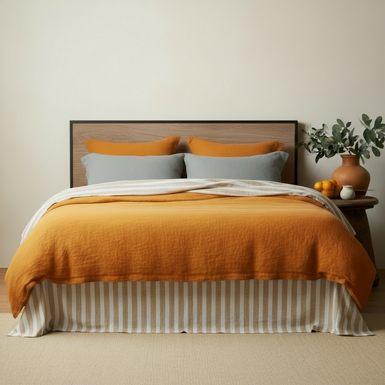 European Linen Duvet Cover Set Oversized linen duvet covers with stylish designs Designer linen duvet cover sets for interior decorators Luxury linen bedding collections for oversized mattresses Premium linen duvet covers with customizable options King-sized linen duvet cover sets for interior design enthusiasts Oversized linen duvet covers with hypoallergenic properties #color_burnt-orange