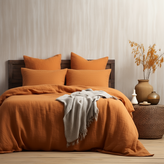 European Linen Duvet Cover Set Oversized linen duvet covers with stylish designs Designer linen duvet cover sets for interior decorators Luxury linen bedding collections for oversized mattresses Premium linen duvet covers with customizable options King-sized linen duvet cover sets for interior design enthusiasts Oversized linen duvet covers with hypoallergenic properties #color_burnt-orange