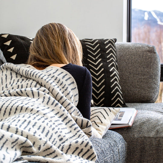 Cotton Sustainable Knit Throw Blanket - Terrains by Jill Malek
