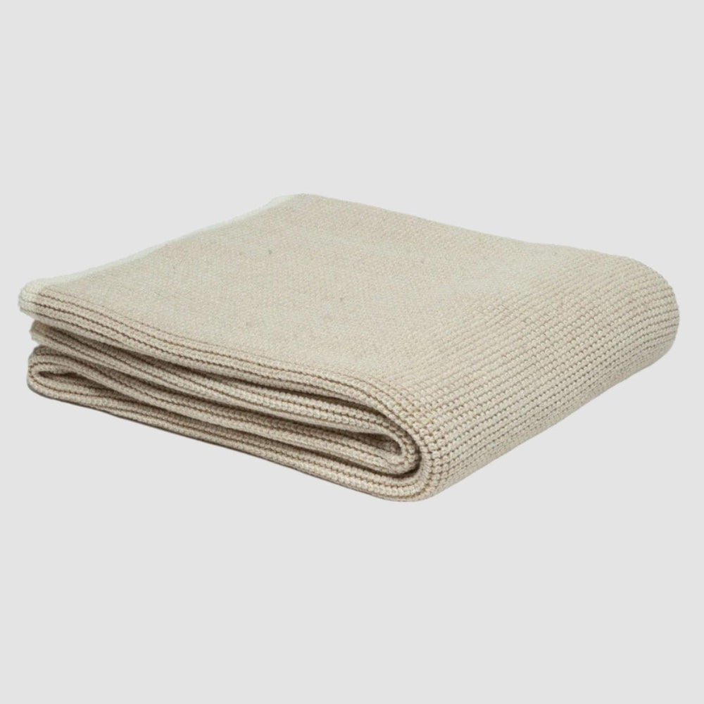 Merino Wool Knit Solid Textured Throw Blanket