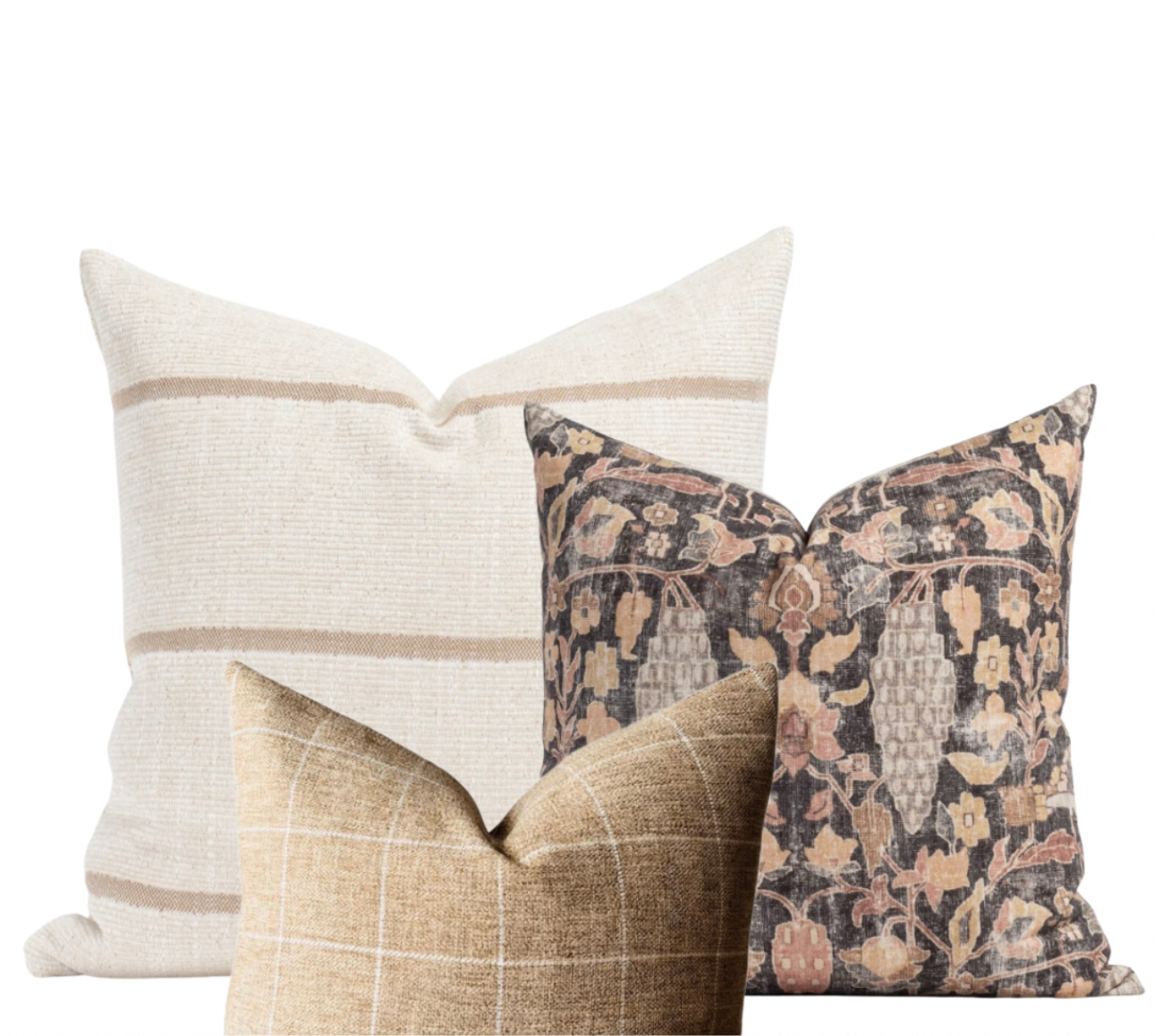 Tan Woven Stripe Pillow Cover