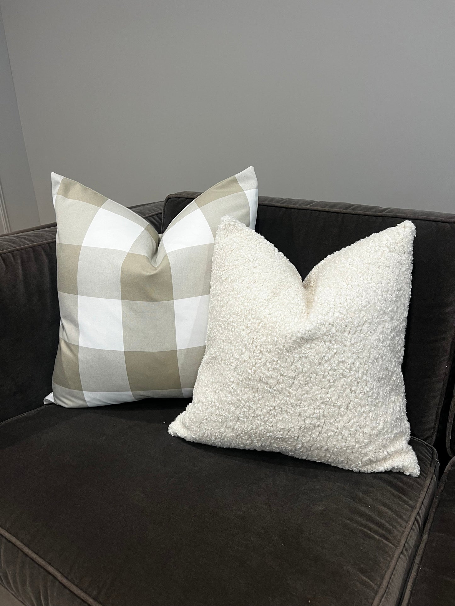 Lilly Tan Check Pillow Cover