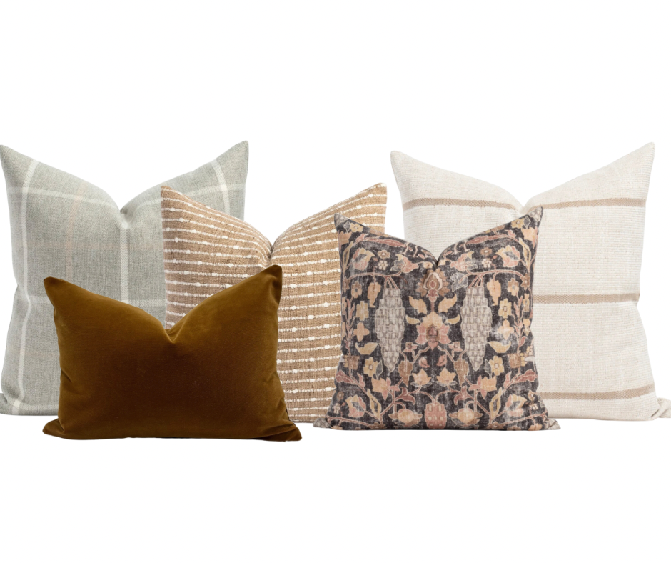 Tan Woven Stripe Pillow Cover