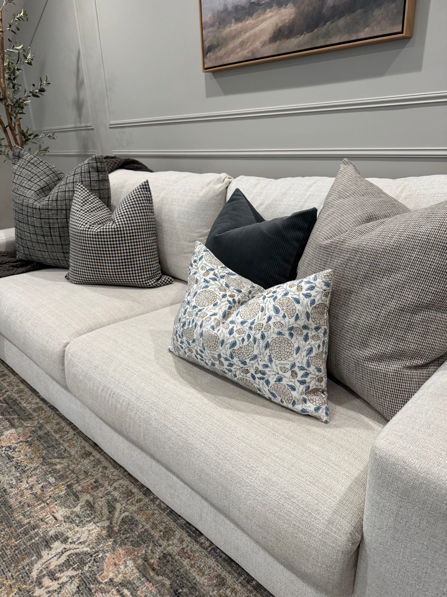 Blue Check Pillow Cover