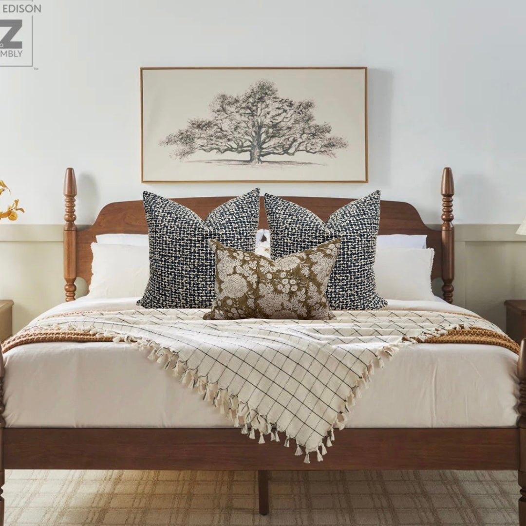 Navy textured Pillow Cover