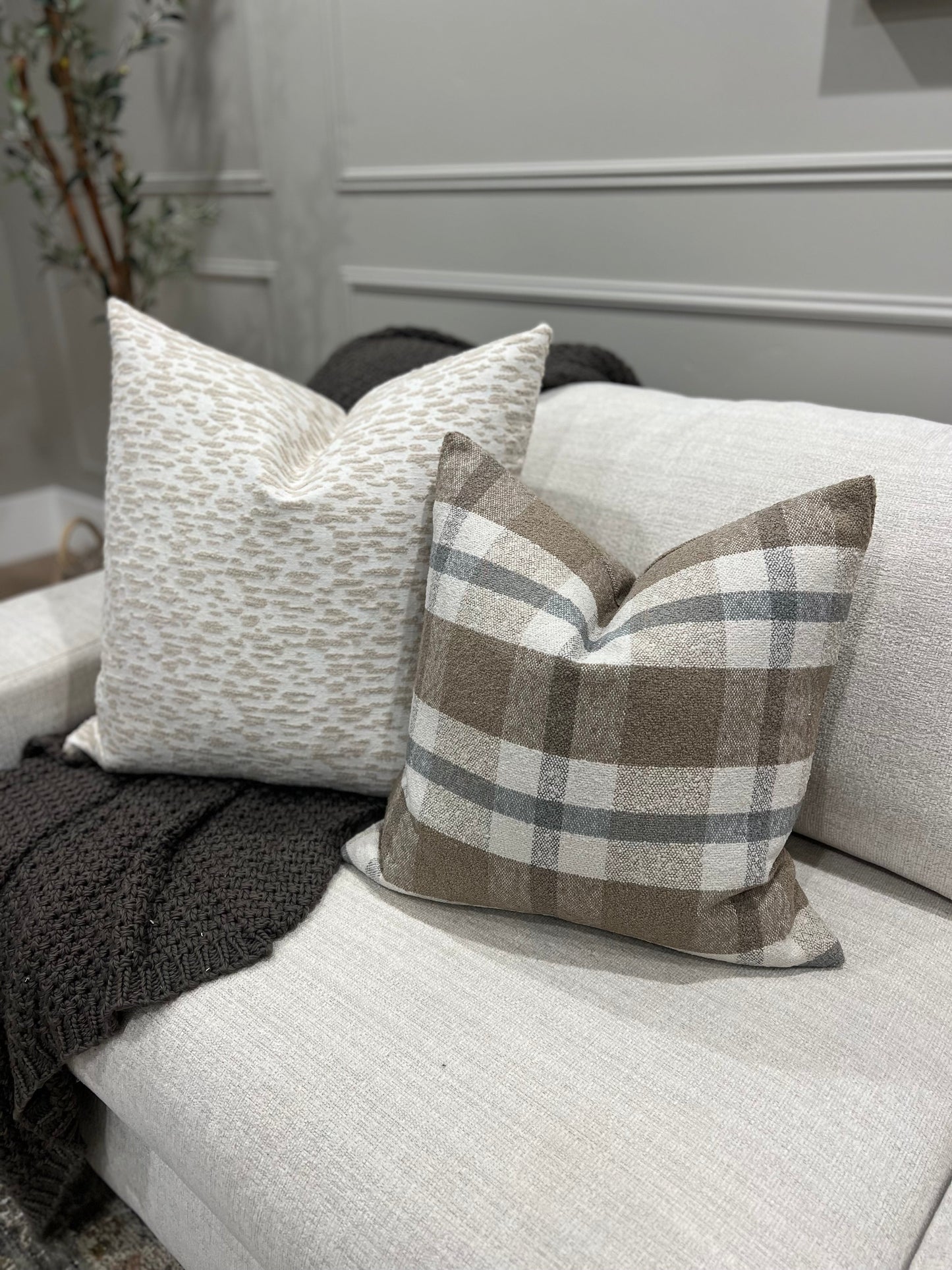 Brown Plaid Pillow Cover