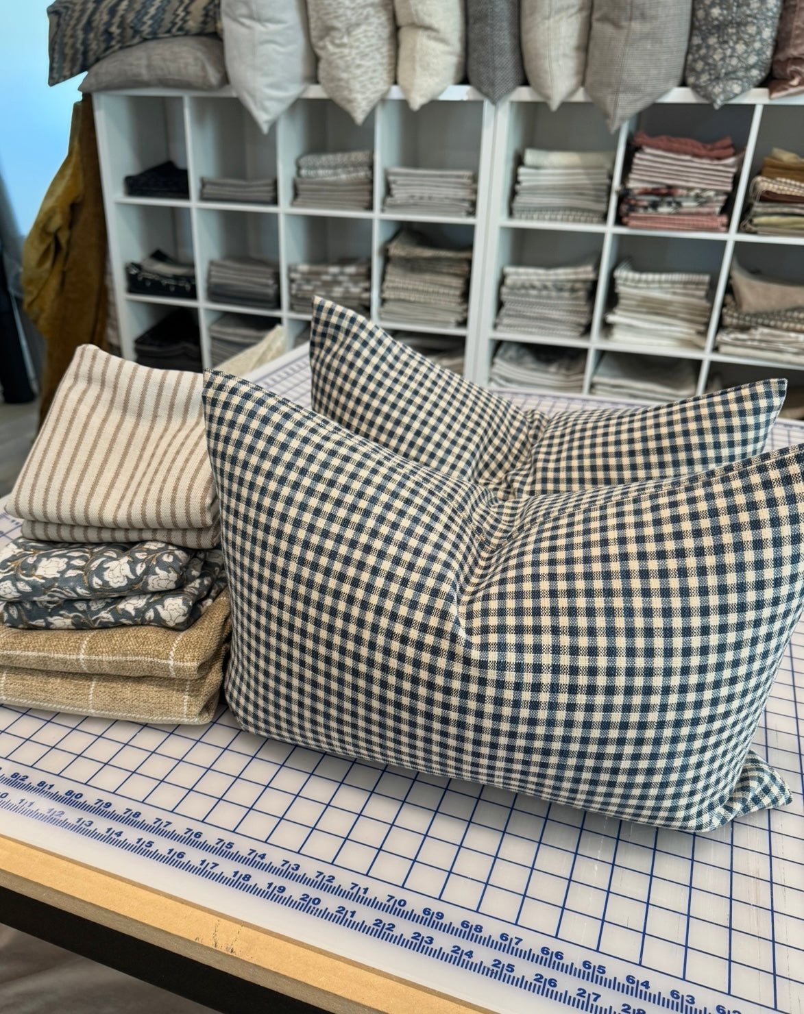 Blue Check Pillow Cover