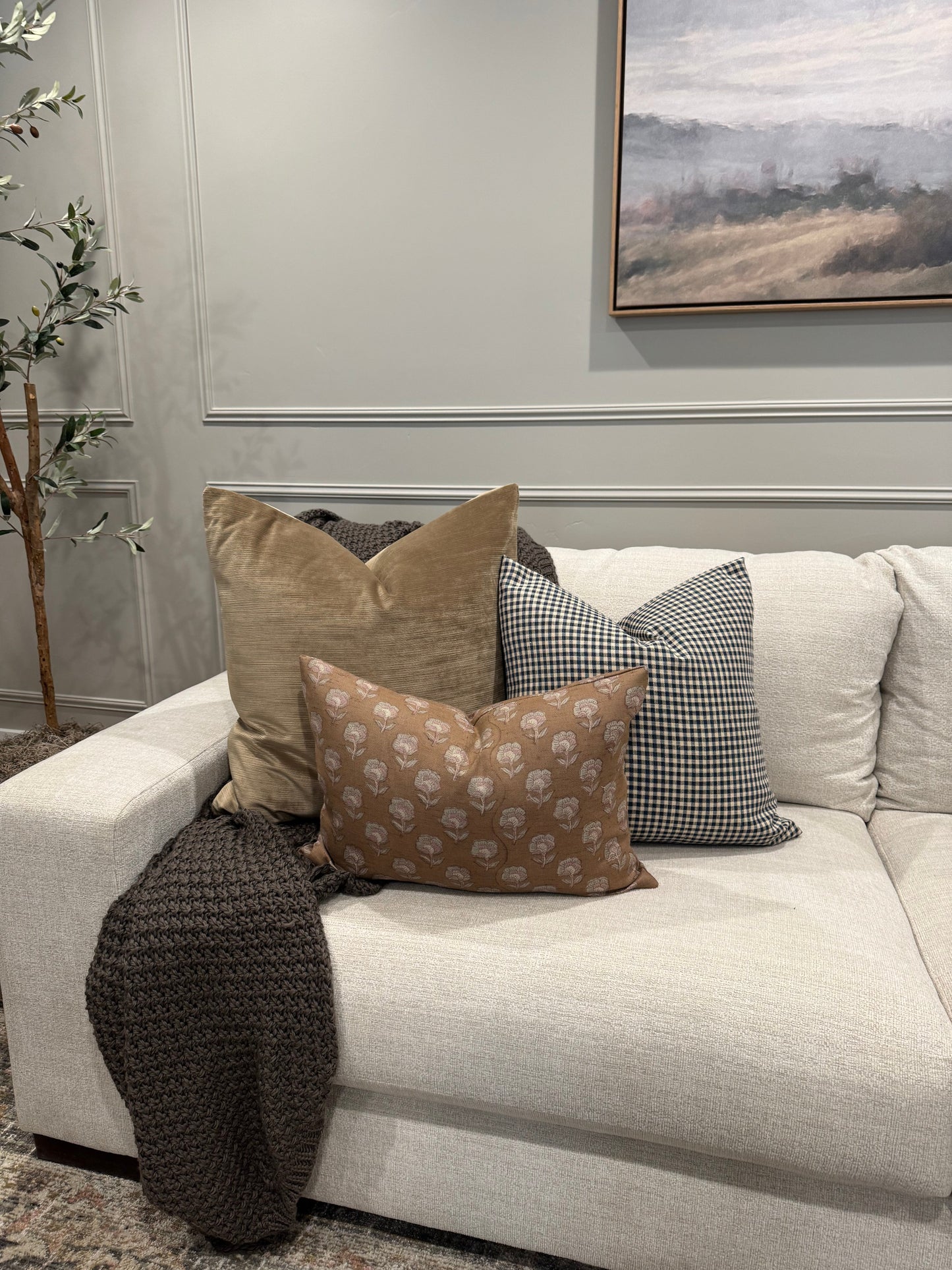 Blue Check Pillow Cover