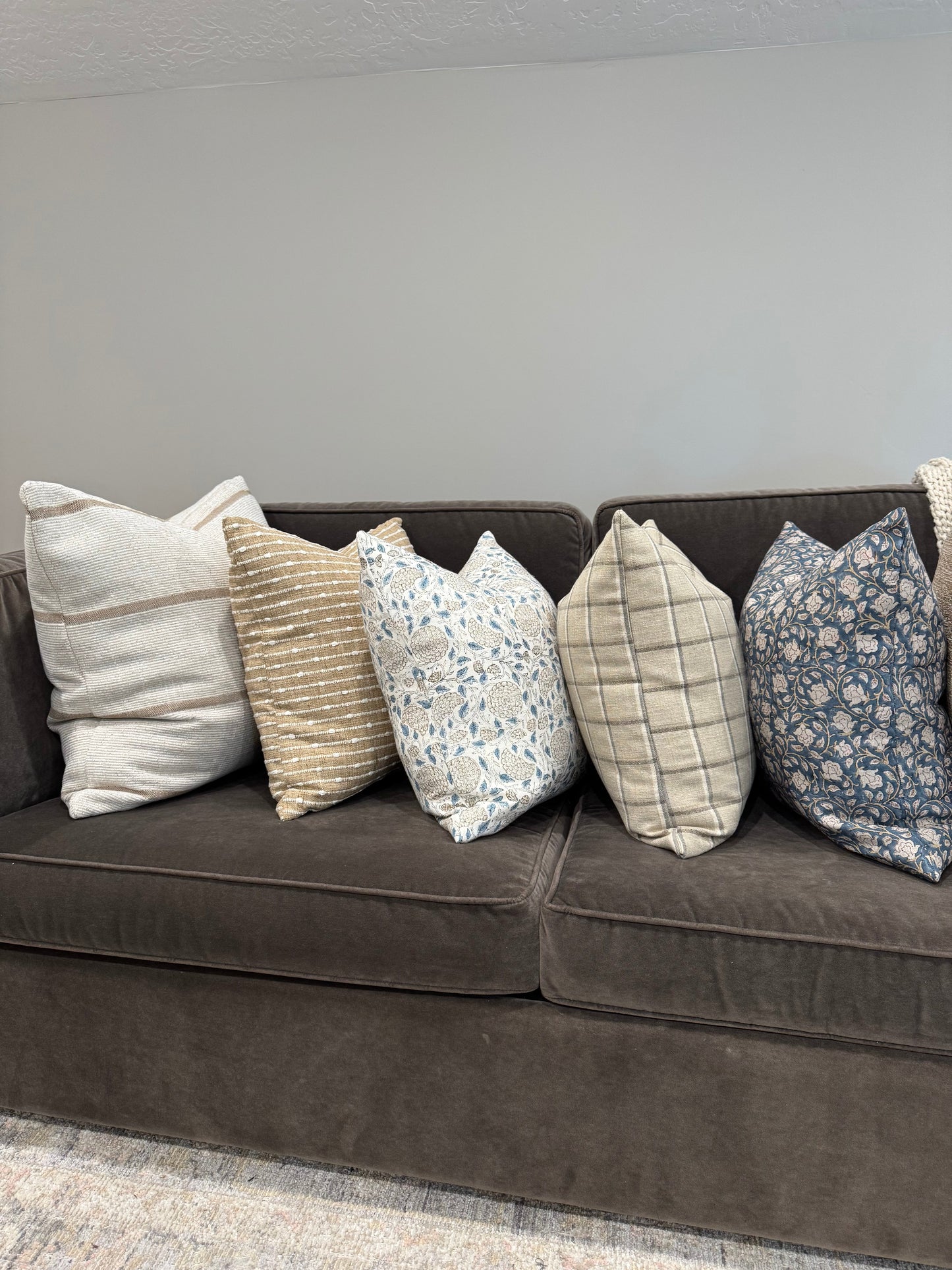 Tan Woven Stripe Pillow Cover