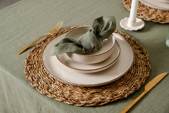 Luxurious Oversized Linen Dining Reusable Napkins #color_moss