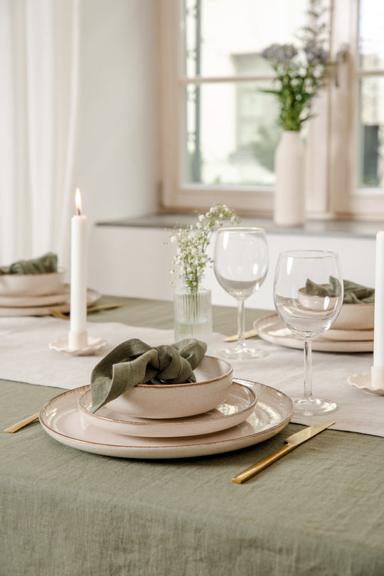 Luxurious Oversized Linen Dining Reusable Napkins #color_moss