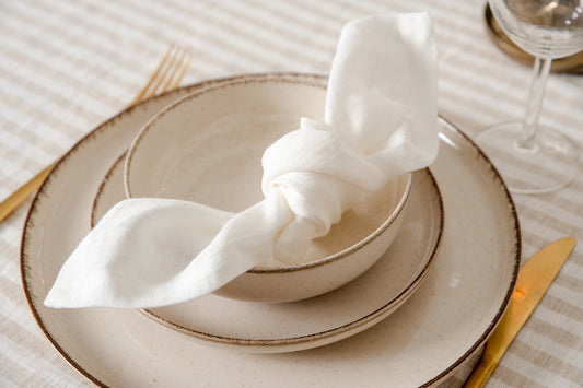 Flax Linen luxurious table napkins #color_warm-white