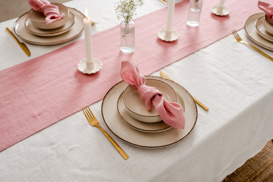Reusable linen cloth napkins pack of 4 for dining and table setting #color_dusty-pink