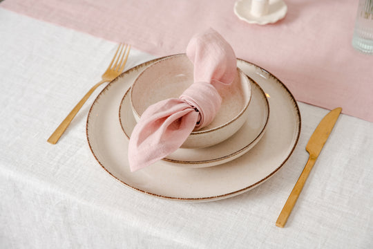 Sustainable Linen cocktail napkins for dining  #color_faded-pink