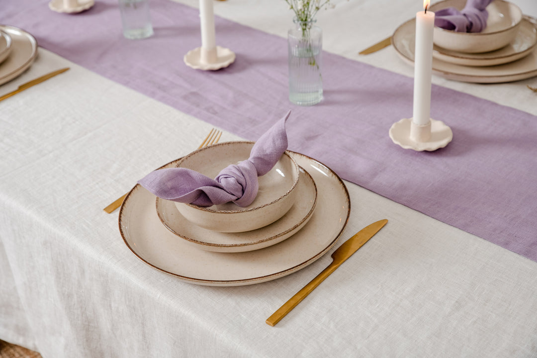 Set of 4 100% organic Linen table napkins #color_lilac