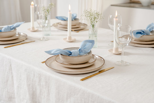 Set of 4 Linen Table Napkins for Dinner Set #color_aqua-blue