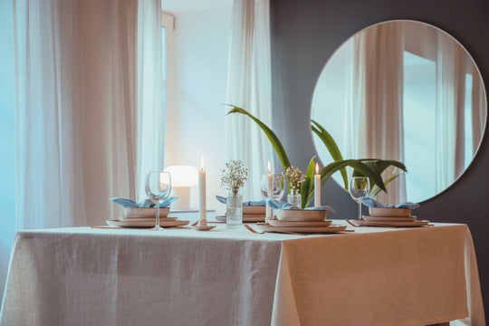 Set of 4 Linen Table Napkins for Dinner Set #color_aqua-blue