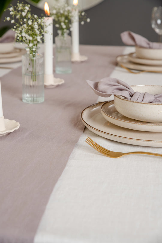 Set of 4 Stonewashed Linen Table Napkins for Dinner Set Wedding #color_heather