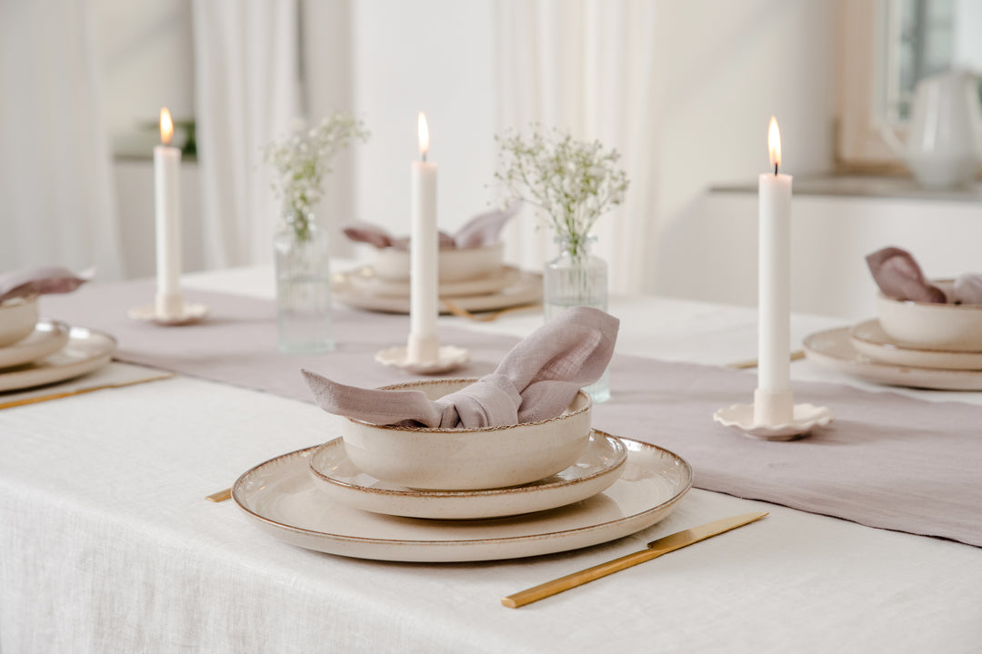 Set of 4 Stonewashed Linen Table Napkins for Dinner Set #color_heather