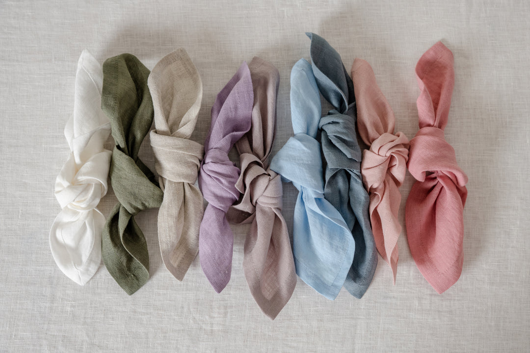 Set of 4 100% organic Linen table napkins #color_lilac