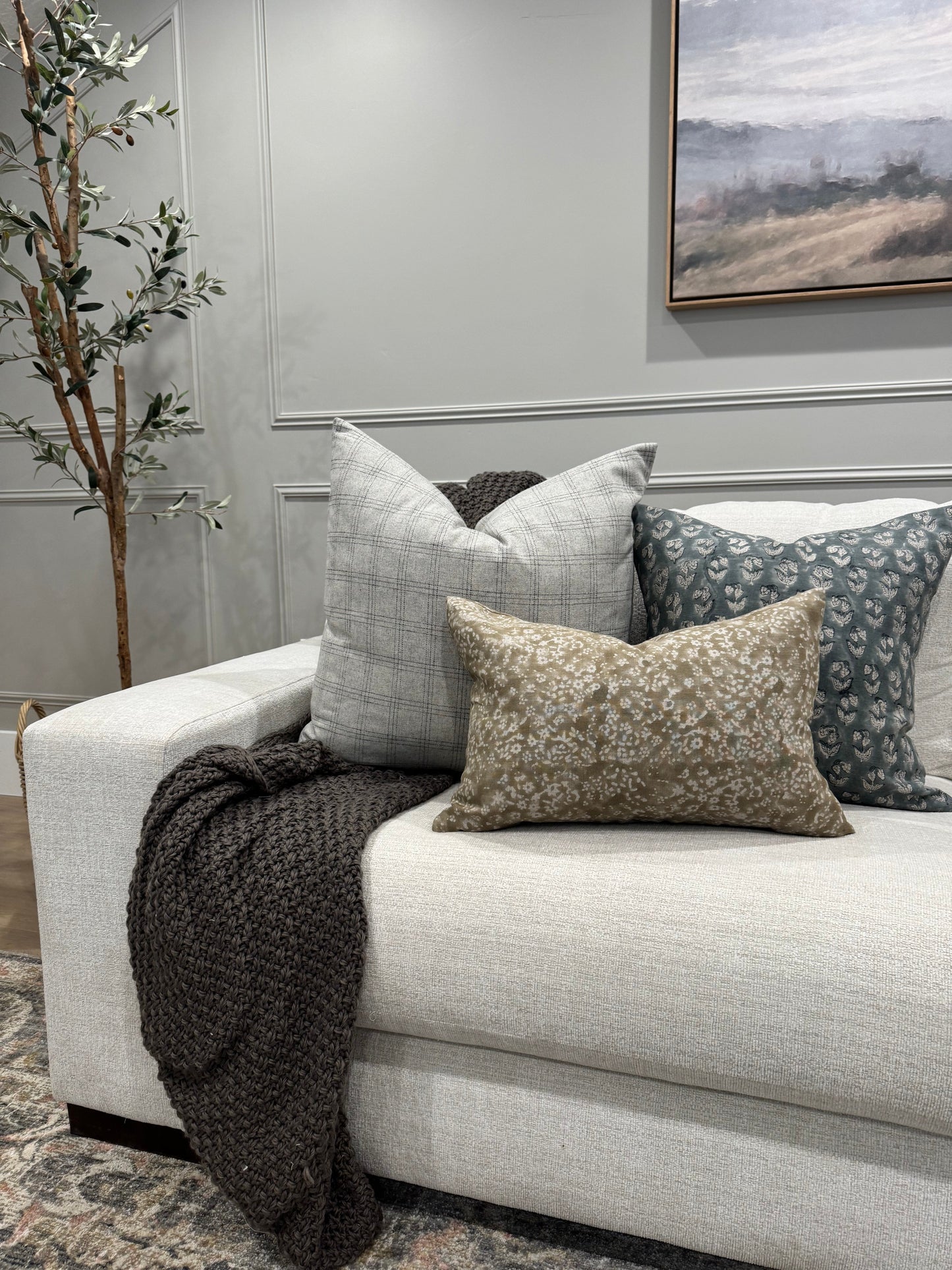 Ash Plaid Pillow Cover
