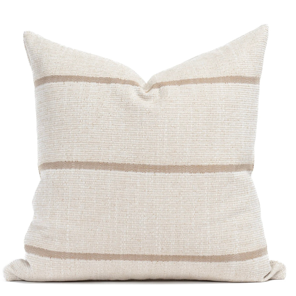 Tan Woven Stripe Pillow Cover