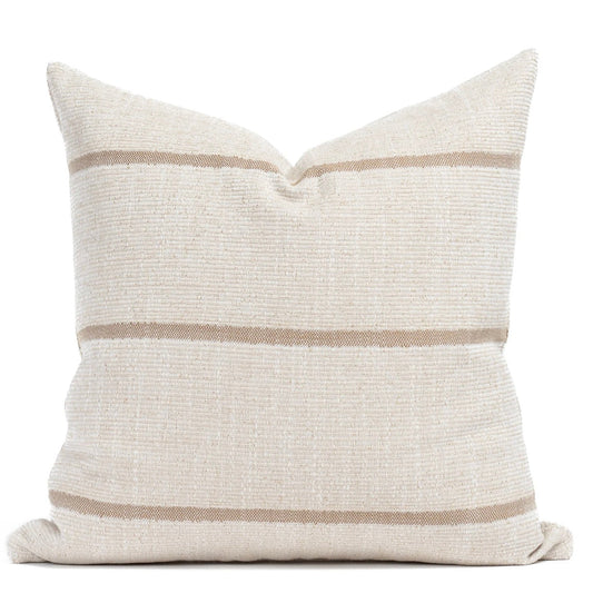 Tan Woven Stripe Pillow Cover