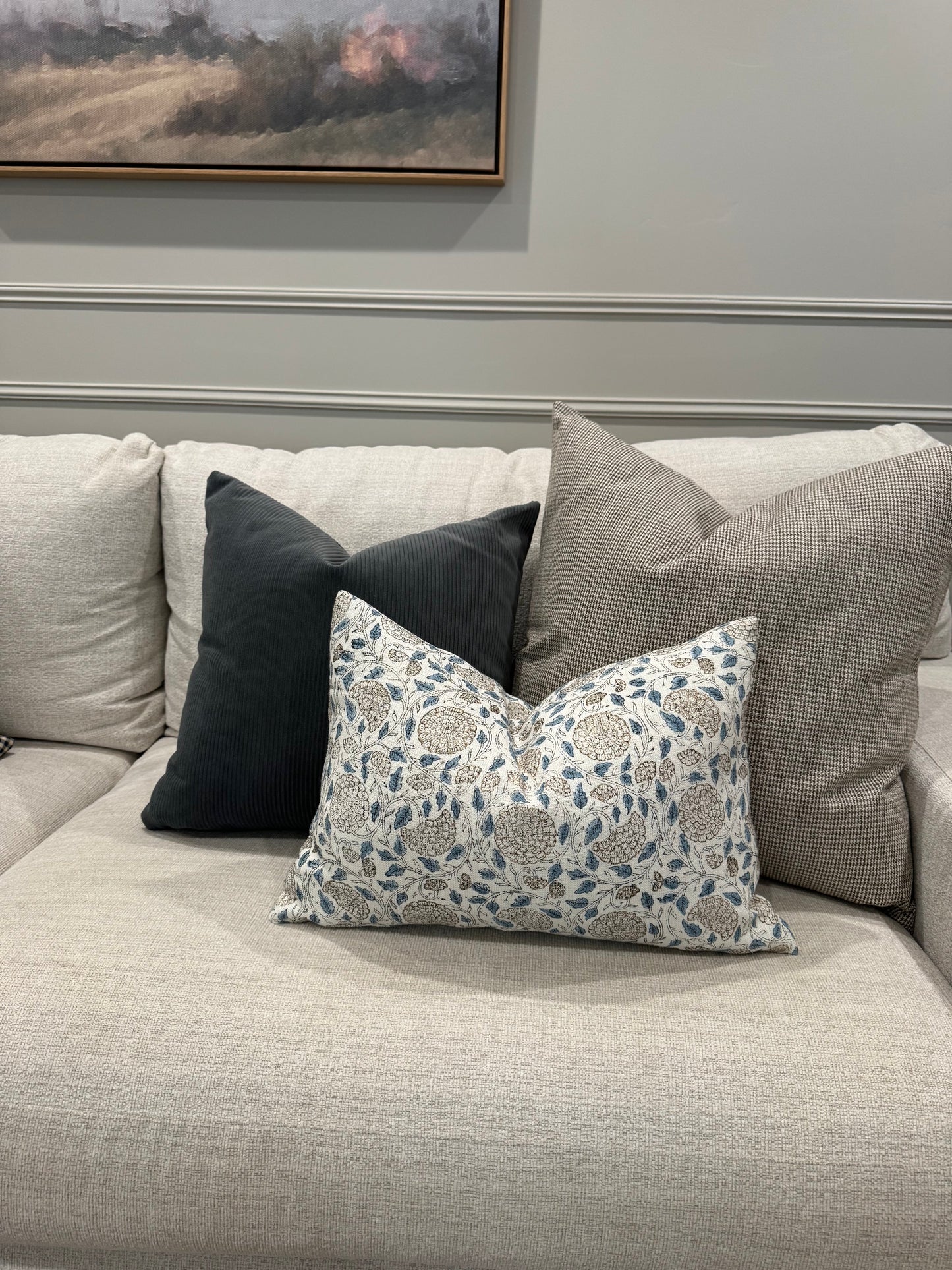 Deep Blue Corduroy Pillow Cover
