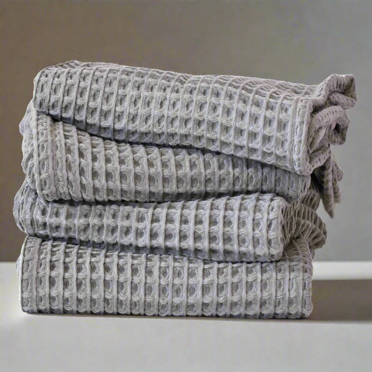 Discover our luxurious Turkish Cotton Waffle Towels – lightweight, highly absorbent, and quick-drying, perfect for elevating your daily bath routine with the finest cotton bath essentials #color_gray