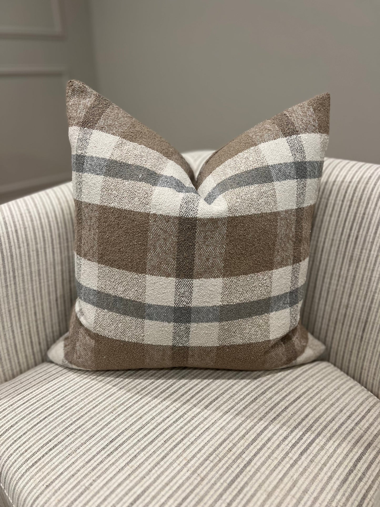 Brown Plaid Pillow Cover