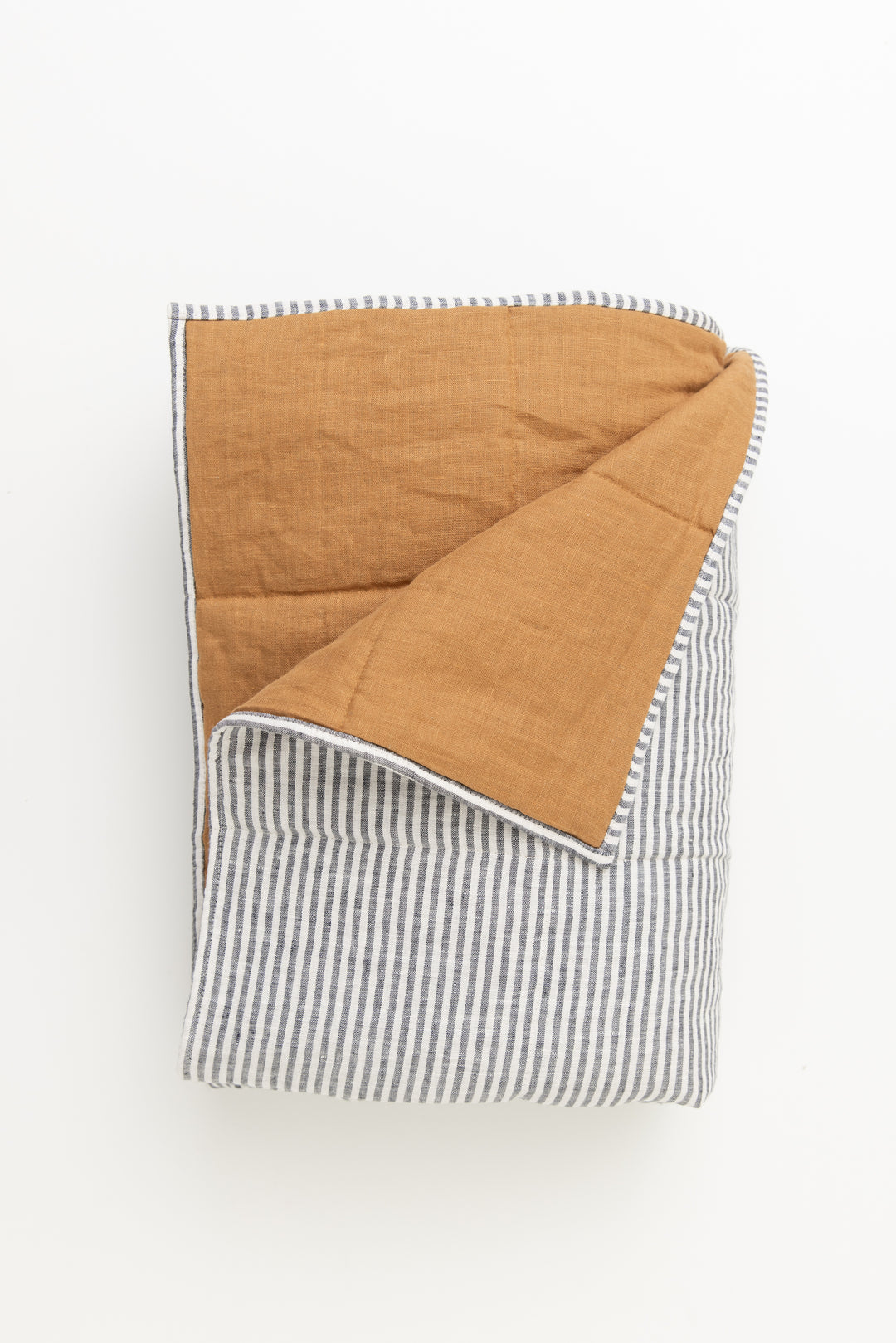 King size Linen Quilted Blanket #color_burnt-orange-stripe