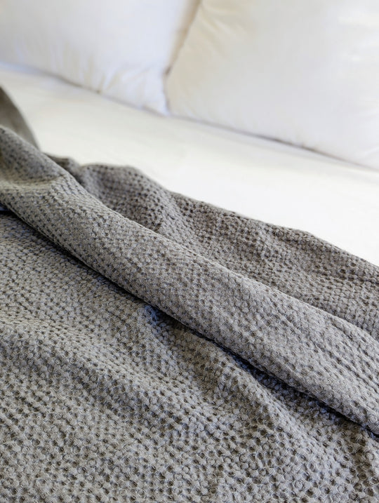Luxurious waffle blanket throw #color_ancient-ashes