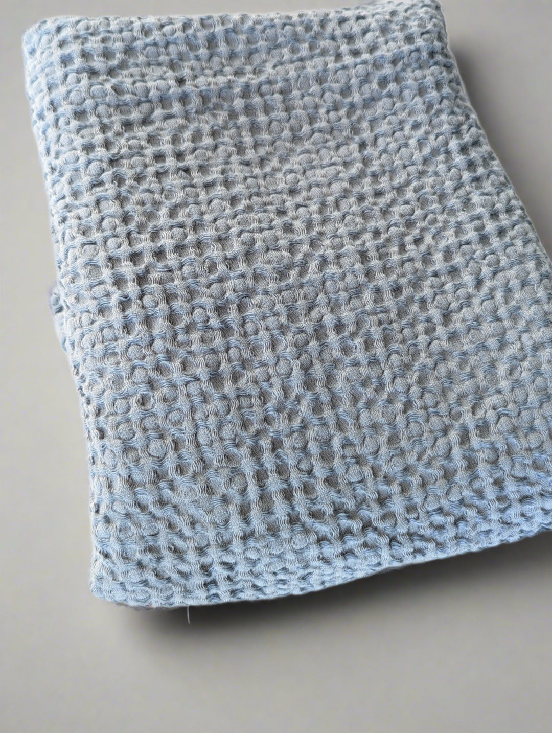 Luxurious waffle throw blankets for bed make of linen #color_aquamarine