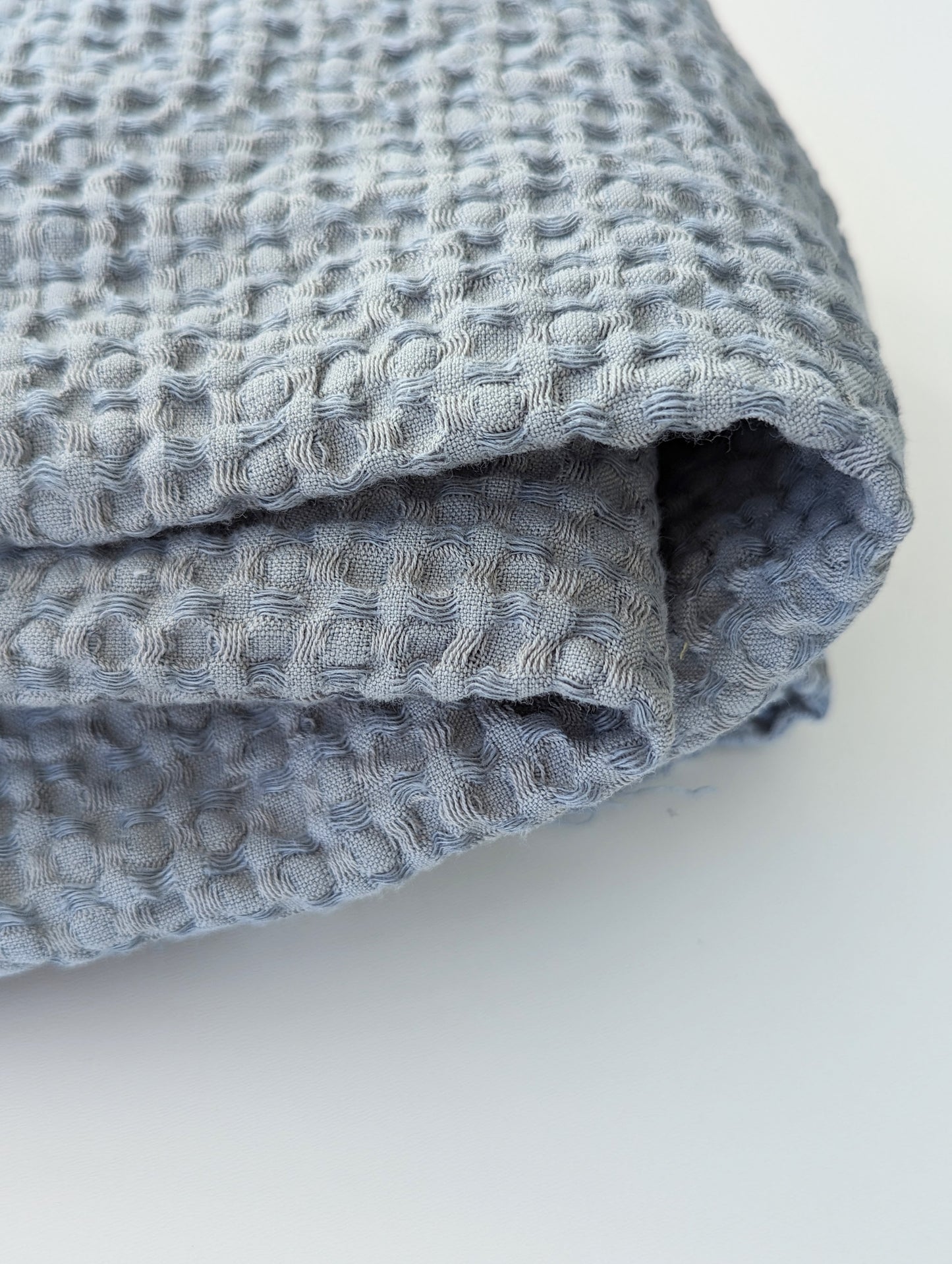 Luxurious waffle throw blankets for bed make of linen #color_aquamarine