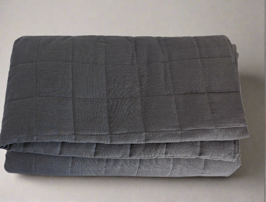 Luxurious Grey Linen Quilted Blanket for Queen Size Bed #color_ancient-ashes