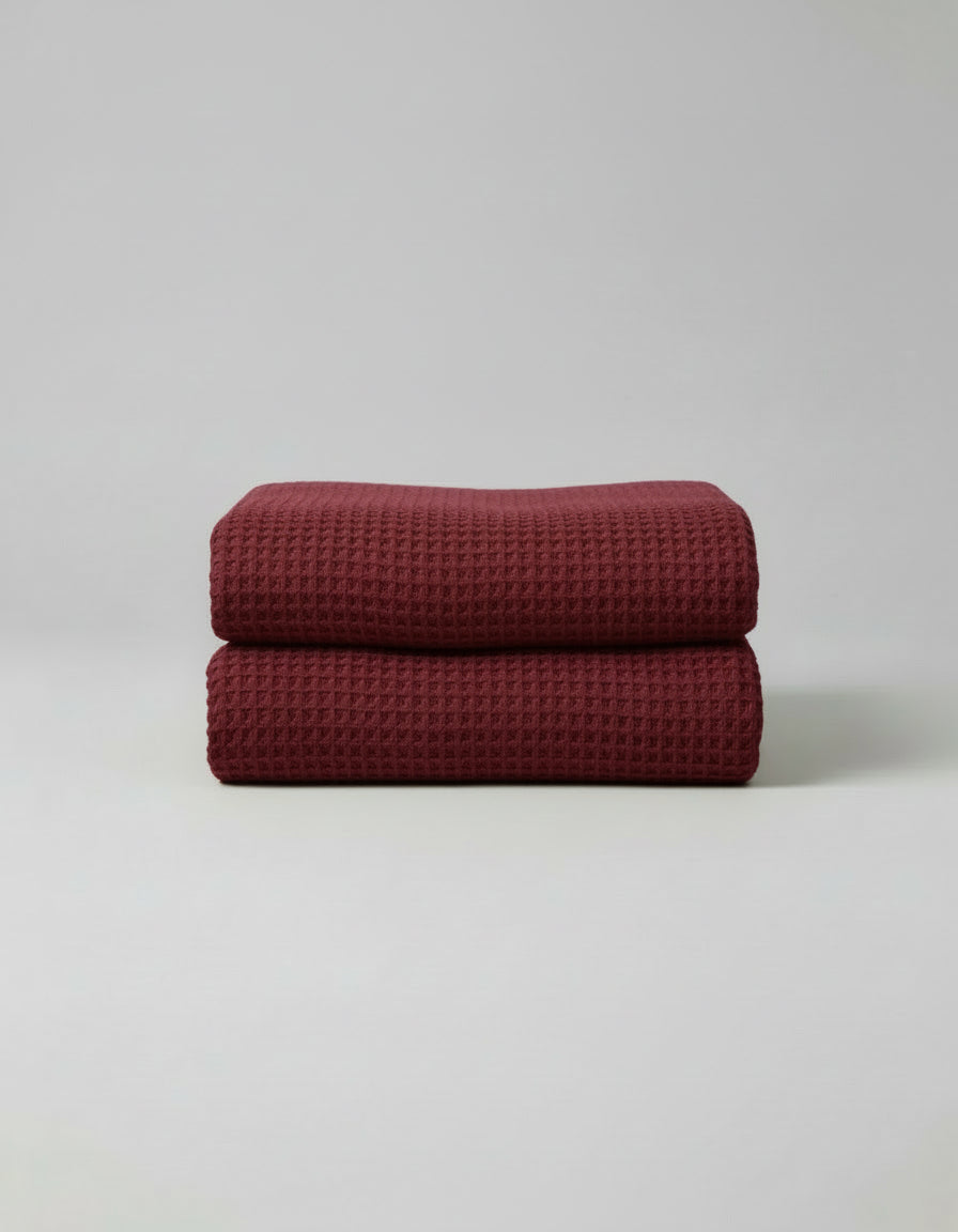 Chunky Waffle-Weave Turkish Organic-Cotton Blanket or Throw