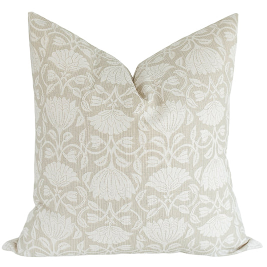 August Floral Block Print Pillow Cover