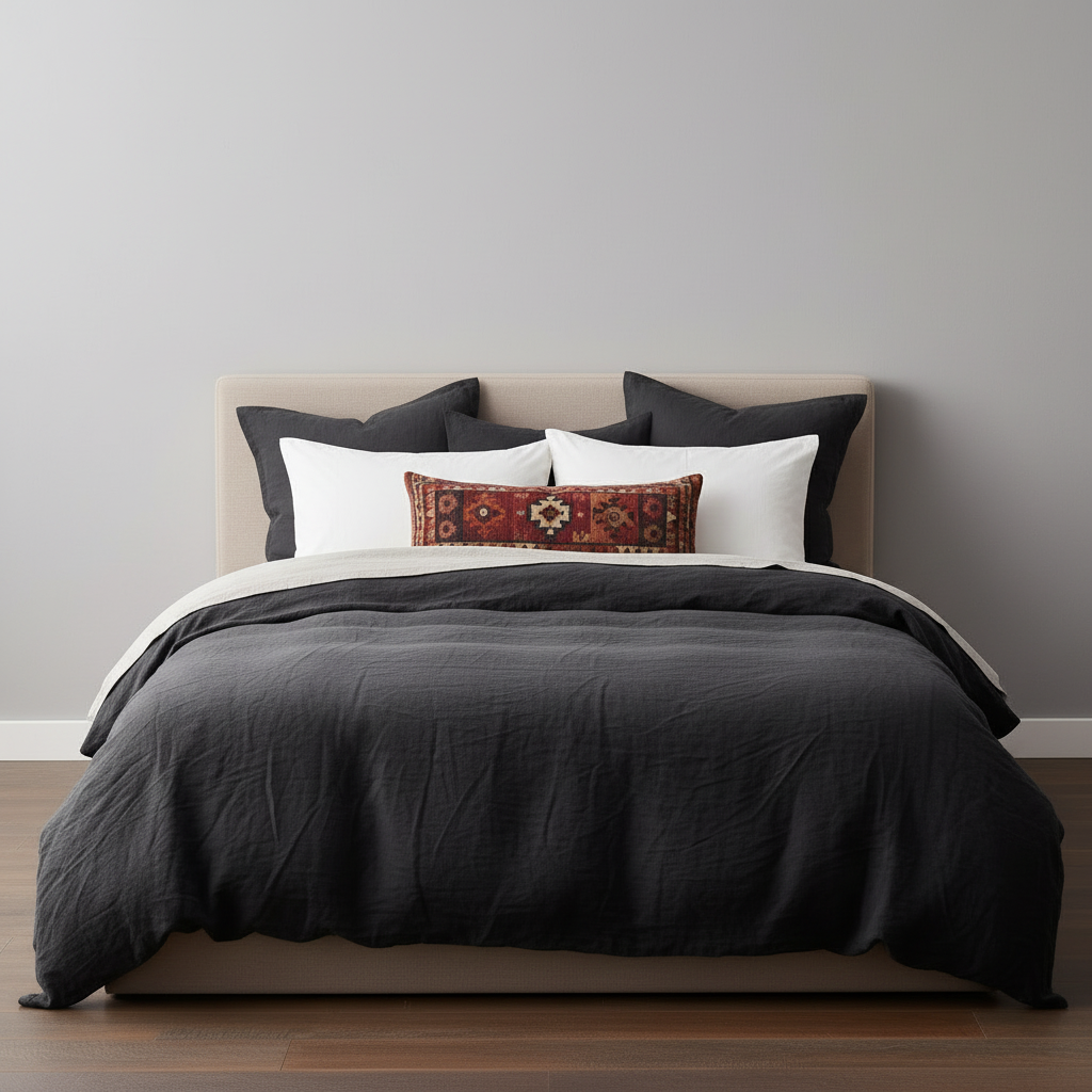 Luxury bed linen brands duvet cover Oversized linen duvet covers for interior designers King-sized linen duvet cover sets for luxurious bedding Premium linen duvet cover sets for oversized beds Designer linen duvet covers for king-sized mattresses Luxurious linen bedding sets for interior projects High-quality linen duvet cover sets for oversized beds Oversized linen duvet cover sets for designer spaces #color_black