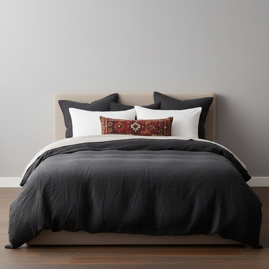 Luxury bed linen brands duvet cover Oversized linen duvet covers for interior designers King-sized linen duvet cover sets for luxurious bedding Premium linen duvet cover sets for oversized beds Designer linen duvet covers for king-sized mattresses Luxurious linen bedding sets for interior projects High-quality linen duvet cover sets for oversized beds Oversized linen duvet cover sets for designer spaces #color_black