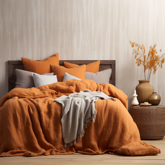 European Linen Duvet Cover Set #color_burnt-orange