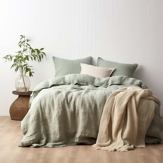 fine linen bedding for sale #color_moss