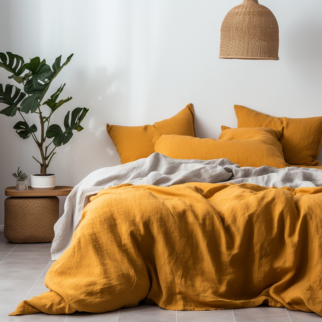 pure luxury linen bedding #color_mustard