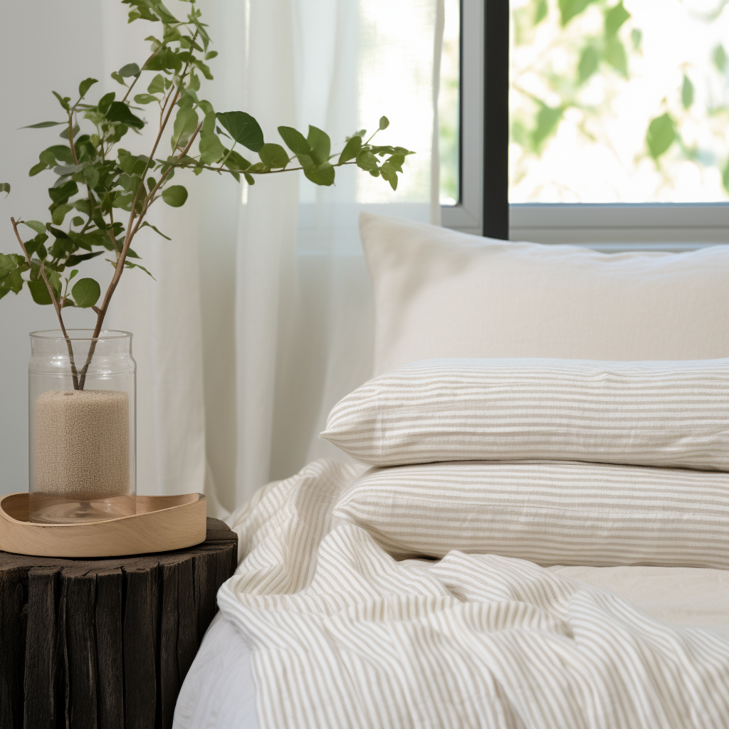 Fine linen bedding sets #color_thick-natural-stripe