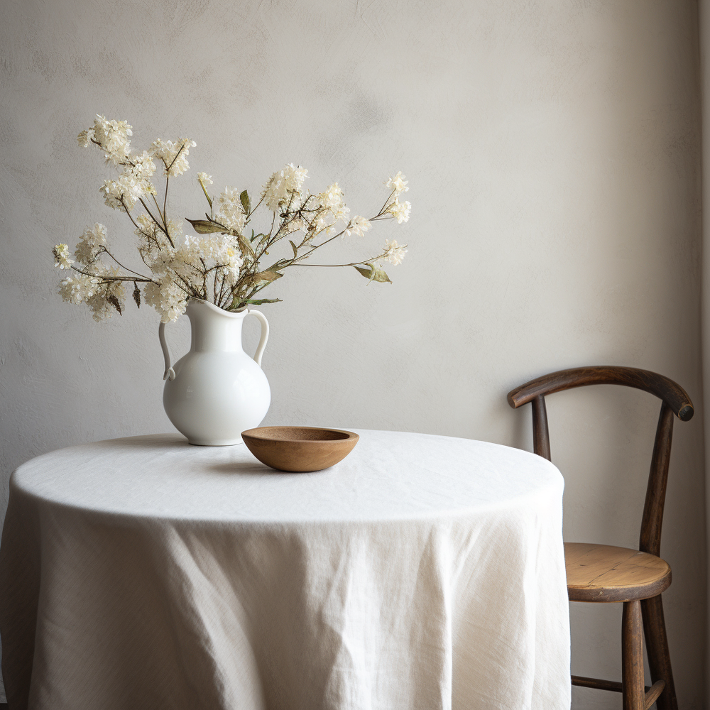 Linen round circle tablecloth custom tablecloths classic table linens wedding tablecloth stonewashed linen table linens tablecloth #color_warm-white