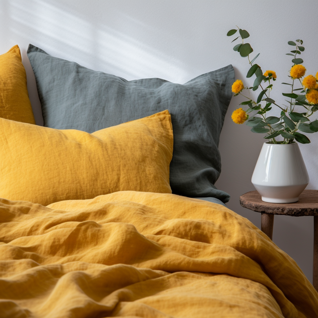 pure luxury linen bedding Oversized linen duvet covers for interior designers King-sized linen duvet cover sets for luxurious bedding Premium linen duvet cover sets for oversized beds Designer linen duvet covers for king-sized mattresses Luxurious linen bedding sets for interior projects High-quality linen duvet cover sets for oversized beds Oversized linen duvet cover sets for designer spaces #color_mustard